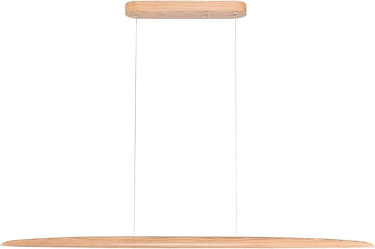 39" 24W Wood LED Linear Pendant Light Fixture Led Dining Room Light Dimmable Hanging Light Fixture for Dining Room Kitchen Island Pool Table Lights Natural Wood Color