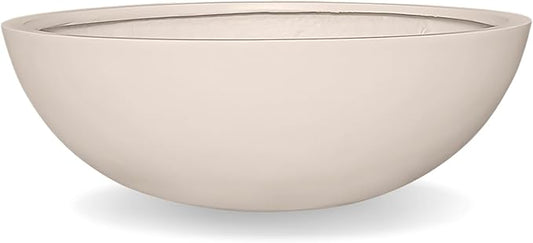 6.9"H x 19.7"D Round Bowl Fiberstone Planter for Succulent and Lotus, Drainage Hole, Weather Resistant for Indoor and Outdoor Use, Included 2 Extra Coco Mats (Kilim Beige, 17.9" Pot Opening)