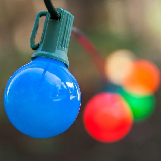 GOOTHY 25Ft Outdoor Multicolor Christmas Lights, G40 Globe Patio String Lights with 27 Ceramic Colorful Bulbs(2 Spare), Outside Christmas Lights for Holiday Party Backyard Decor