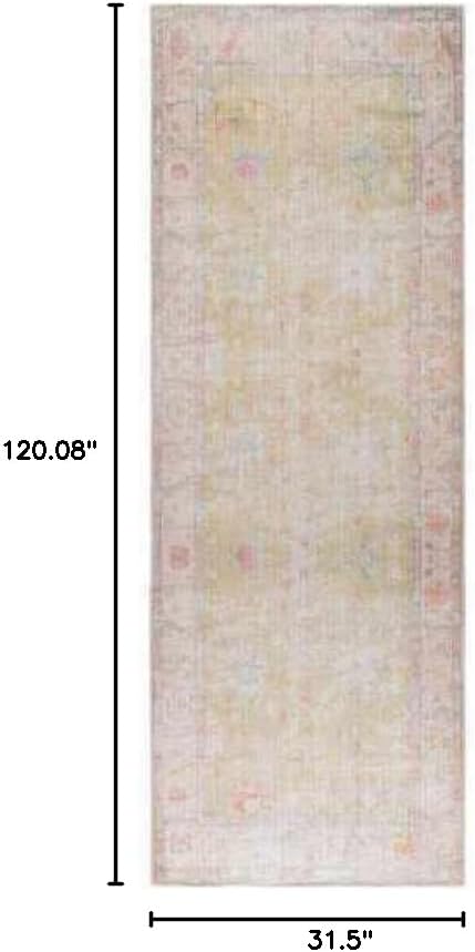 Blush & Light Pink Collection Bozkurt Bohemian Oriental Medallion Area Rug - Traditional Floral Carpet for Hallway, Kitchen - Blush, Pale Pink, Cream, Sage - 2'7" x 10' Runner