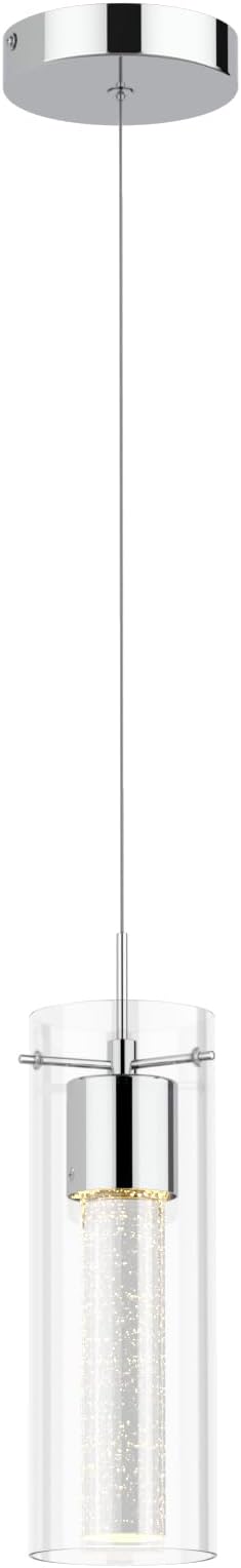 Alice 1-Light Pendant Ceiling Light Fixture, Integrated Led and Premium Bubble Glass, for Kitchen Island, Hallway, Entryway, Passway, Dining Room, Bedroom, Balcony Living Room