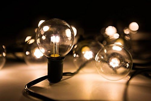 Hometown Evolution, Inc. 100 Foot G50 LED String Lights (LED G50 2 Inch 0.6 Watt Bulbs - Black Wire) for Patio, Bistro, Deck, Pergola, Party and Wedding Lighting