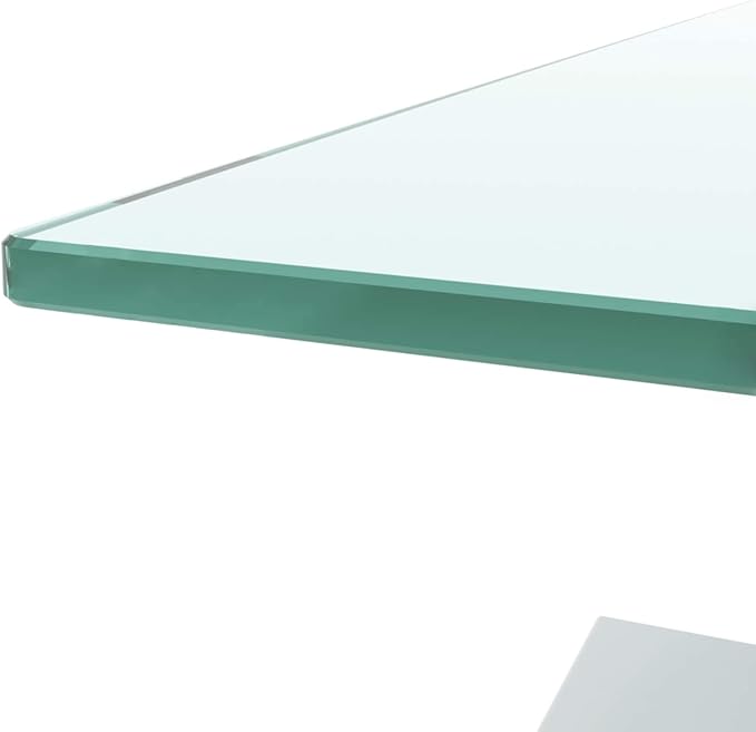 Tempered Glass Coffee Table, Modern 2 Tiers Clear Coffee Table, Size 39.37" x 23.62" (White)