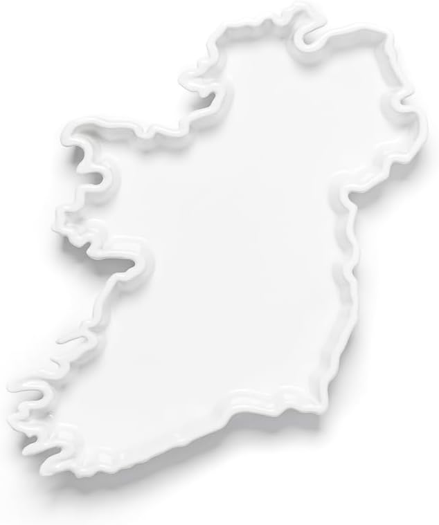 WORLD PLATES Ireland Shaped Baking Dish Serving Platter or Decorative Tray Charming Porcelain Bakeware Oven Microwave and Dishwasher Safe