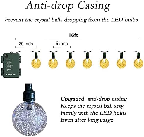 Battery Operated String Lights Waterproof 16FT 30 LED 8 Modes Fairy Garden Globe String Lights with Timer for Christmas Tree Holiday Outdoor Indoor Patio Party Decor, Warm White (2 Pack)