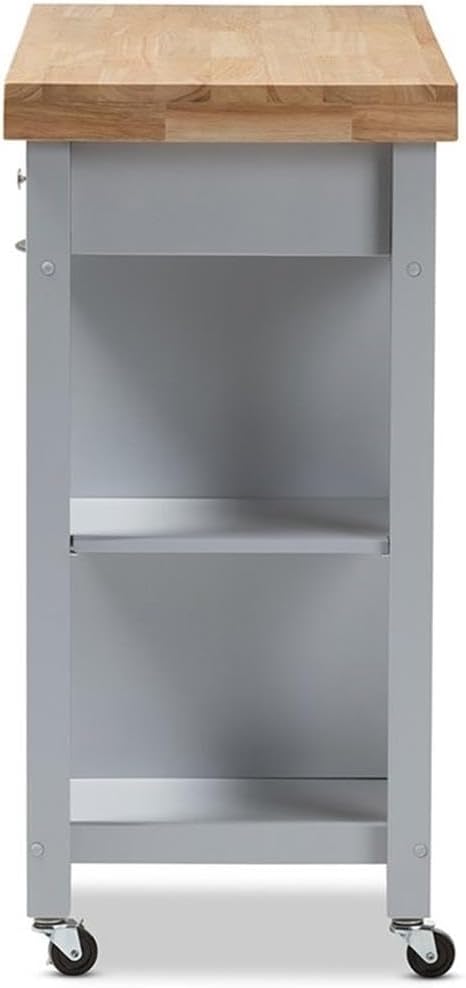 BOWERY HILL Farmhouse Kitchen Cart in Light Gray