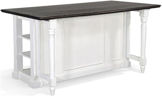 Pemberly Row Wood Kitchen Cart in Espresso (36" H x 71.5" W x 38" D) for Kitchen, Dining Room with Adjustable Shelves, 13" Drop Leaf, Easy Assembly