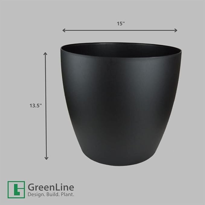 American Essence Memphis Small Round Plastic Planter - 15 in x 15 in x 13.5 in - Espresso Metallic