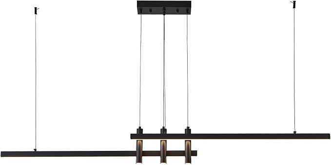 71" Black Linear LED Pendant Light Dimmable for Kitchen Island, Home Bar, Dining & Office - Modern Minimalist Hanging Chandelier Lighting Fixture