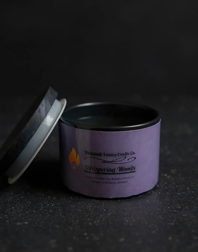 Divinorah Luxury Candle Co. Whispering Woods Scented Candle, Black Matte Glass Jar, Virgin Coconut Soy Blend, 4 oz, Fall Collection, Natural Fragrance