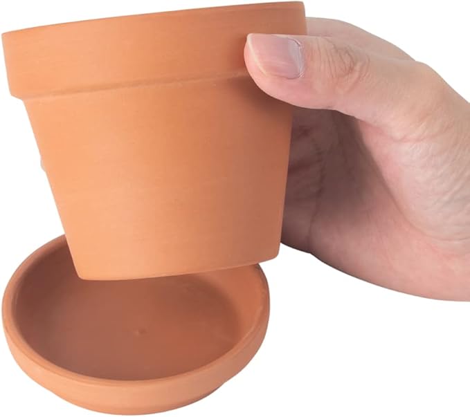 CFKJ [17 Pack] 4 inch Planter Nursery Pots Terracotta Pot Clay with Saucer Ceramic Pottery Cactus Flower Succulent Garden Terra Cotta Plants (17)