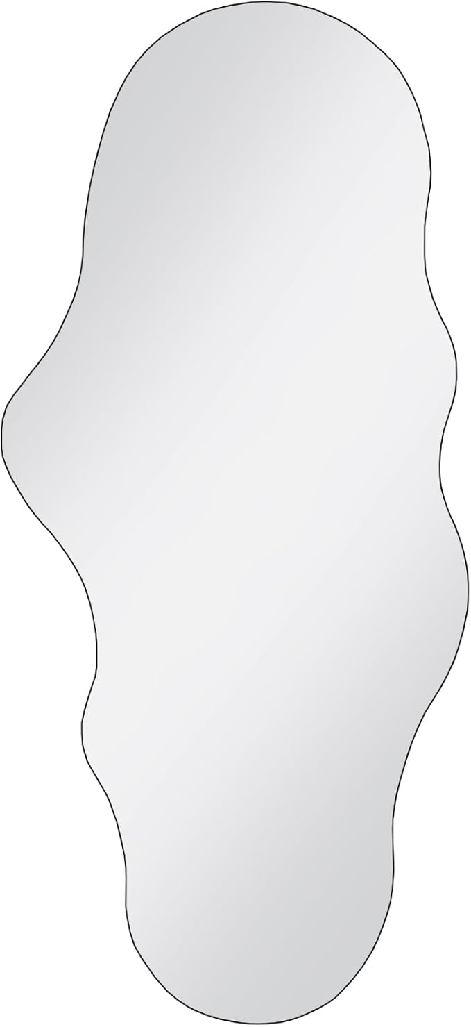 Unique 47X23 Inch Full Length Wall Mounted Mirror Tall Mirror Full Body Floor Length Mirror Dressing Body Mirror Frameless Mirror for Bedroom Bathroom Living Room, Irregular Shape Mirror, White