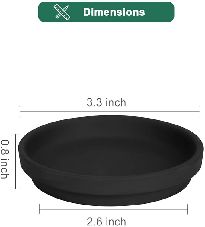 vensovo 3 Inch Black Terracotta Plant Saucer Pots Tray - 12 pcs Mini Planter Saucers for Indoor & Outdoor Plants, Small Clay Trays Perfect for 2 Inch 2.5Inch Flower Pot