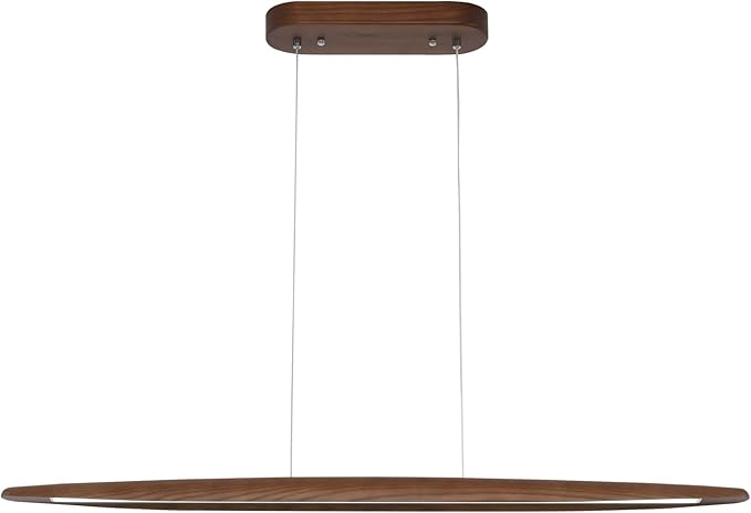 39" Wood Linear Pendant Light LED Dimmable Hanging Light Dinning Room Light Fixture Island Lights 24w for Dining Room Kitchen Island Bar Walnut Color