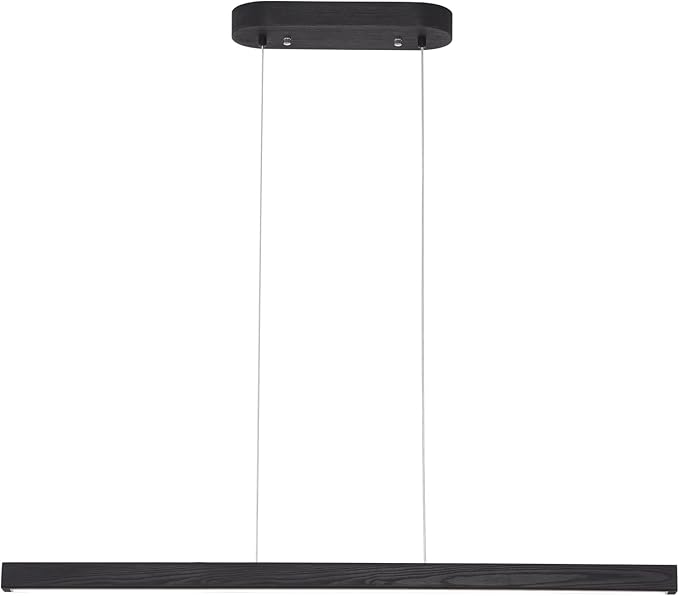71 Inch LED Linear Pendant Light Black Wood LED Kitchen Island Lighting Dimmable Ceiling Hanging Chandeliers for Dining Room Living Room Bar Pool Table 40W Modern Farmhouse Fixture Black Wood Finish