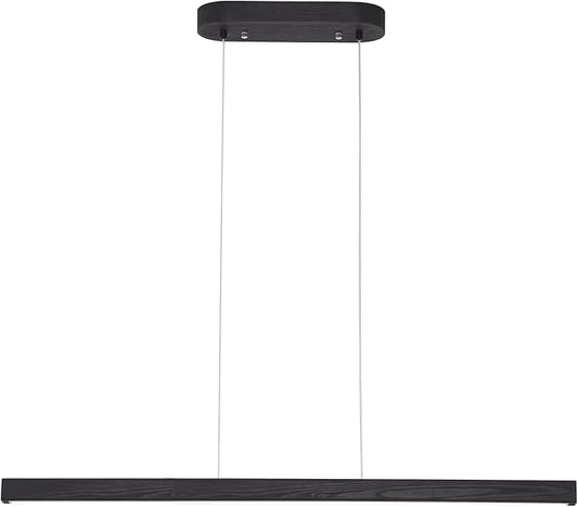 47" Black Linear Pendant Light Wooden Led Linear Pendant Light Fixtures Ceiling Hanging Dimmable Pendant Lights for Dining Room Kitchen Island Pool Table Lights Black Wood Finish