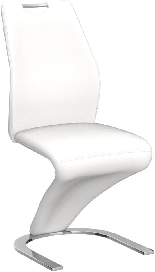 Mermaid Dining Chairs Set of 4, Modern Kitchen Dining Room Armless Upholstered Side Chairs in PU Leather Cushion Seat and Sturdy Metal Legs (4 White)