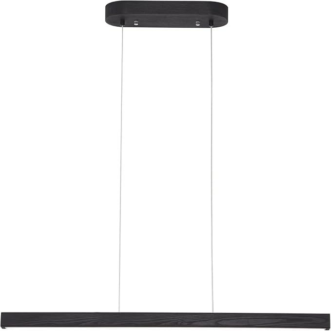 39 Inch LED Linear Pendant Light Black Wood LED Kitchen Island Lighting Dimmable Ceiling Hanging Chandeliers for Dining Room Living Room Bar Pool Table 24W Modern Farmhouse Fixture Black