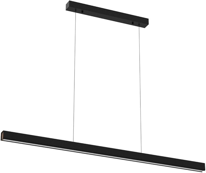 47" LED Linear Pendant Light Fixtures, 25W Dimmable Pool Table Light with Remote, Modern Island Lights for Kitchen Dining Room Living Room Office Bar, 3000k-6000k, Black