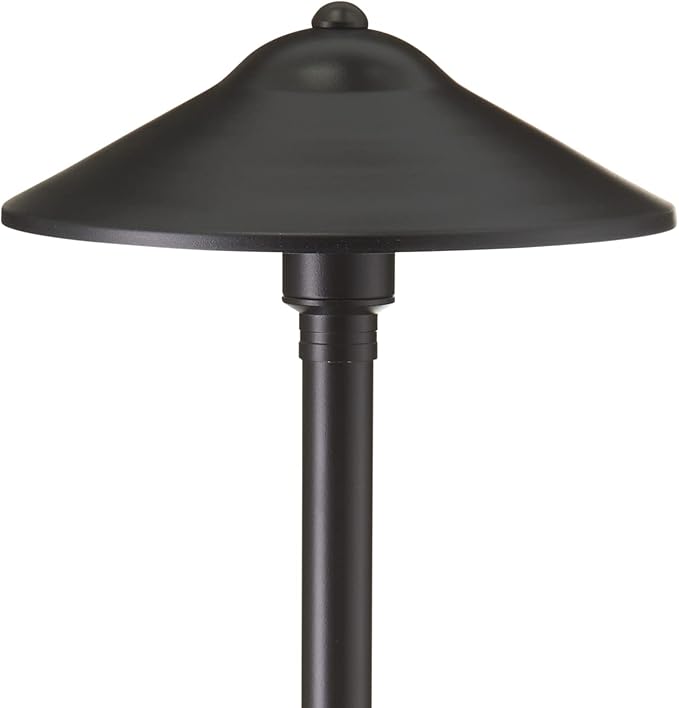 VOLT Max Spread 12V Black Brass Path Light (25" Tall, 9" Shade) for Low Voltage Landscape Lighting on Outdoor Pathway, Walkway, Garden, Driveway or Patio