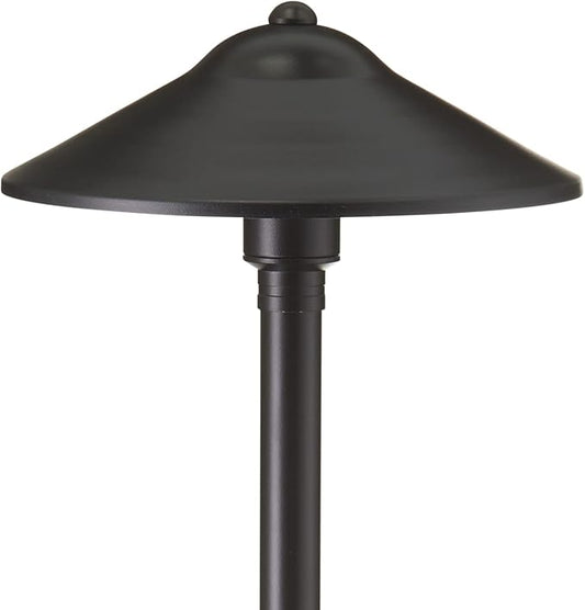 VOLT Max Spread 12V Black Brass Path Light (25" Tall, 9" Shade) for Low Voltage Landscape Lighting on Outdoor Pathway, Walkway, Garden, Driveway or Patio