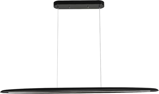 39" Wood LED Linear Pendant Light Black Linear Pendant Dinning Room Hanging Lights LED Dimmable Chandeliers 24w for Dining Room Pool Table Lights Kitchen Island Light Black