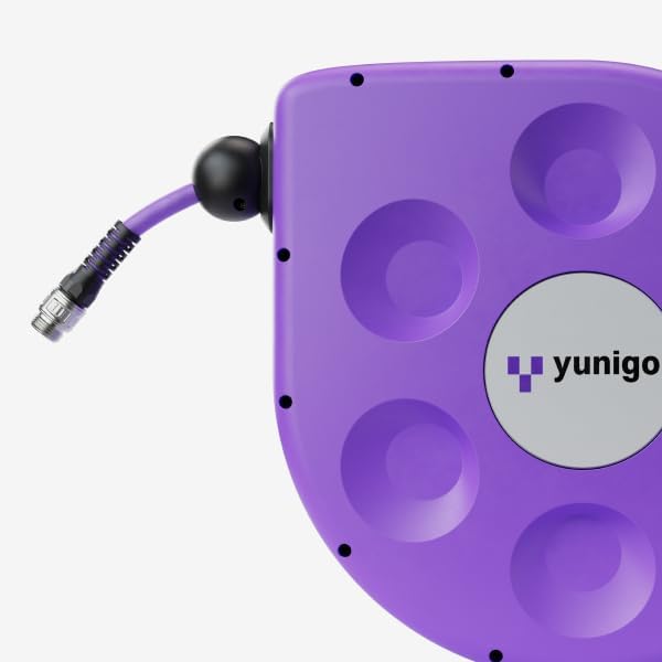 UNITY Wall-Mounted Retractable Hose Reel, 100ft, Slow Rewind, Complete System with Spray Nozzle, 180° Pivoting Mount, Fully Preassembled Compact System for Clean, Easy Watering