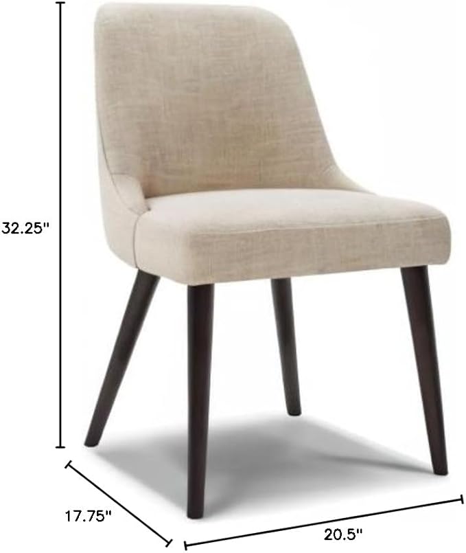 CHITA Mid-Century Modern Dining Chair, Upholstered Fabric Accent Chair for Dining Room, Set of 2, Flax Beige in Fabric