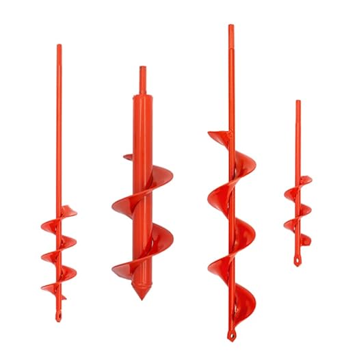 Auger Drill Bit for Planting Set of 4, Garden Ground Earth Spiral Drill Bit for 3/8" Hex Drive Drill, for Post Hole Digger Bulb Bedding Digging Plant Rapid Planter