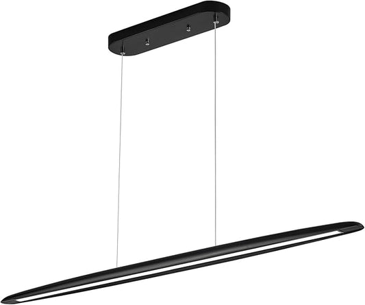 59inch Integrated Led Pendant Light 40w Dimmable Wood Black Linear Pendant Lighting Led Modern Island Light with Black Finish for Living Room Dining Room Billiard & Pool Lights
