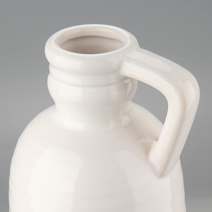 12.5" White Ceramic Vase for Home Decor Large Decorative Vase Boho Pottery Bud Vase for Flowers Rustic Farmhouse Tall Single Flower Vase for Centerpieces Pampas Grass