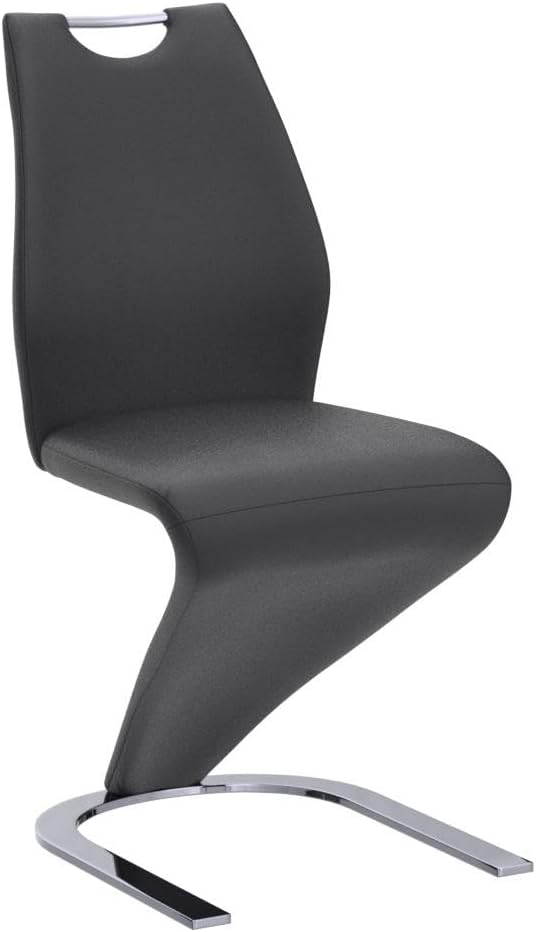 Mermaid Dining Chairs Set of 4, Modern Kitchen Dining Room Armless Upholstered Side Chairs with PU Leather Cushion Seat and Sturdy Metal Legs (4 Black)