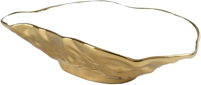 Pampa Bay Porcelain Small Oyster Bowl, 7.5 x 4.5 Inch, White/Gold Tone, Oven and Dishwasher Safe