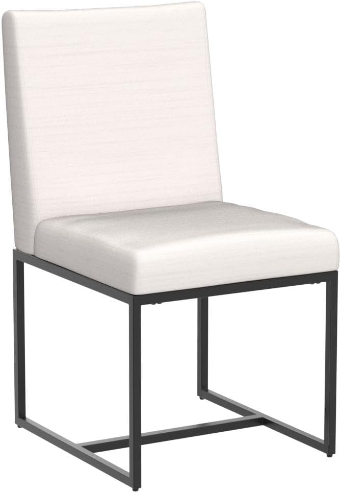 VESCASA Linen Upholstered Dining Chairs Set of 2, Mid Century Modern Padded Chair with Black Metal Frame for Restaurant, Dining Room, Kitchen, Cream