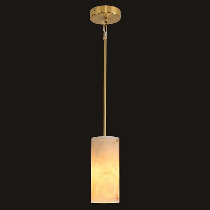 Alabaster Pendant Lights Kitchen Island, Brass Marble Pendant Lighting, Gold Modern Pendant Lights Fixtures for Bedroom Bathroom Living & Dinning Room(Include E12 Bulb)