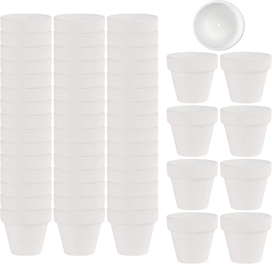54 Pcs Small Mini White Clay Pots 2.1'' Terracotta Pot Clay Ceramic Pottery Planter Cactus Flower Pots Succulent Nursery Pots- Great for Window Boxes, Cactus, Plants, Crafts, Wedding Favors…