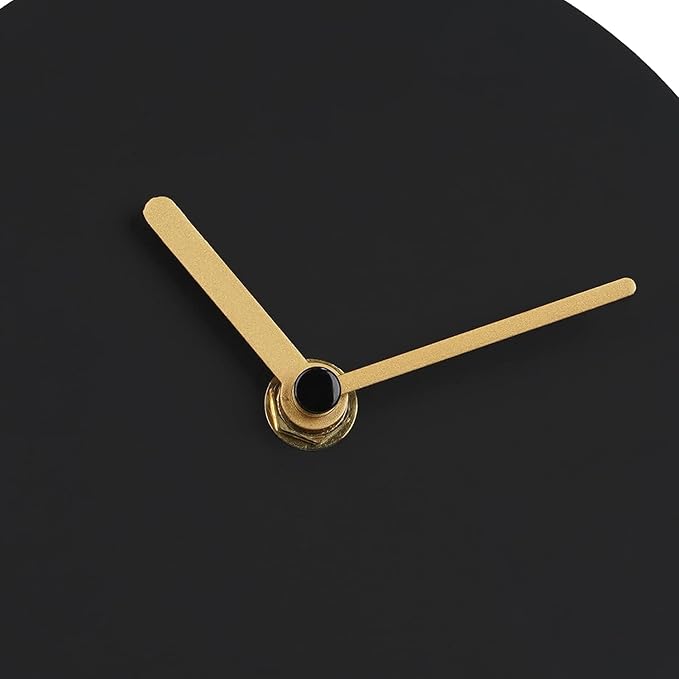 SOFFEE DESIGN 6'' One-Piece Table Clocks Without Scale Modern Minimalist Style Decoration, Iron Silent Quartz Desk Clock Creative Ornaments, Battery Operated Non Ticking for Home Office, Black