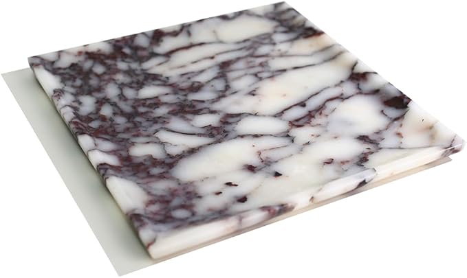 Natural Marble Tray, Coffee Table, Food, Fruit, Paper Cup, Cake Display, Coffee bar, Family Gatherings, Seasonal Holiday Decoration Tray(Viola-Square-9.8"x9.8"x0.7")