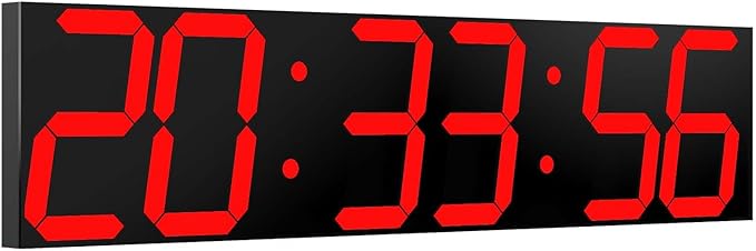 Digital Wall Clock, Oversize Led Digital Clock Large Display with Auto Dimmer, Huge Countdown Timer with Remote Control, 27" Wide Led Display, 6 Digits, Wall Mount, Date and Temperature (Red)