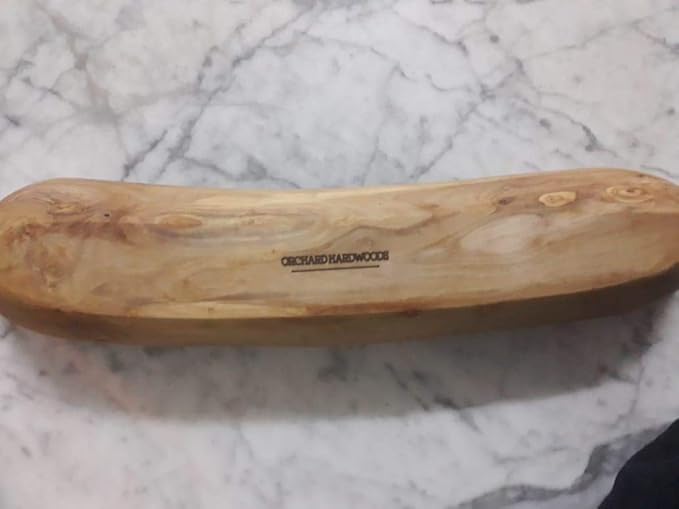 18-20" Rustic Olive Wood Bread Basket- Long Oval Dough Bowl Live Bark Edge. Artisan Serving Piece: Baguettes, Italian Bread, Food. In Med 14"/Lg 18" (Large 18-20x3-4x3)