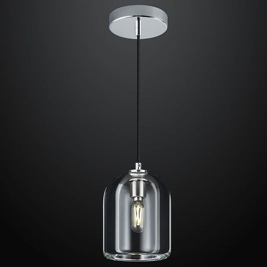 Modern Chrome Pendant Lights Kitchen Island Ceiling Chandelier Indoor Crystal Hanging Light Fixtures for Dining Room Kitchen Living Room Bedroom（1Pack）