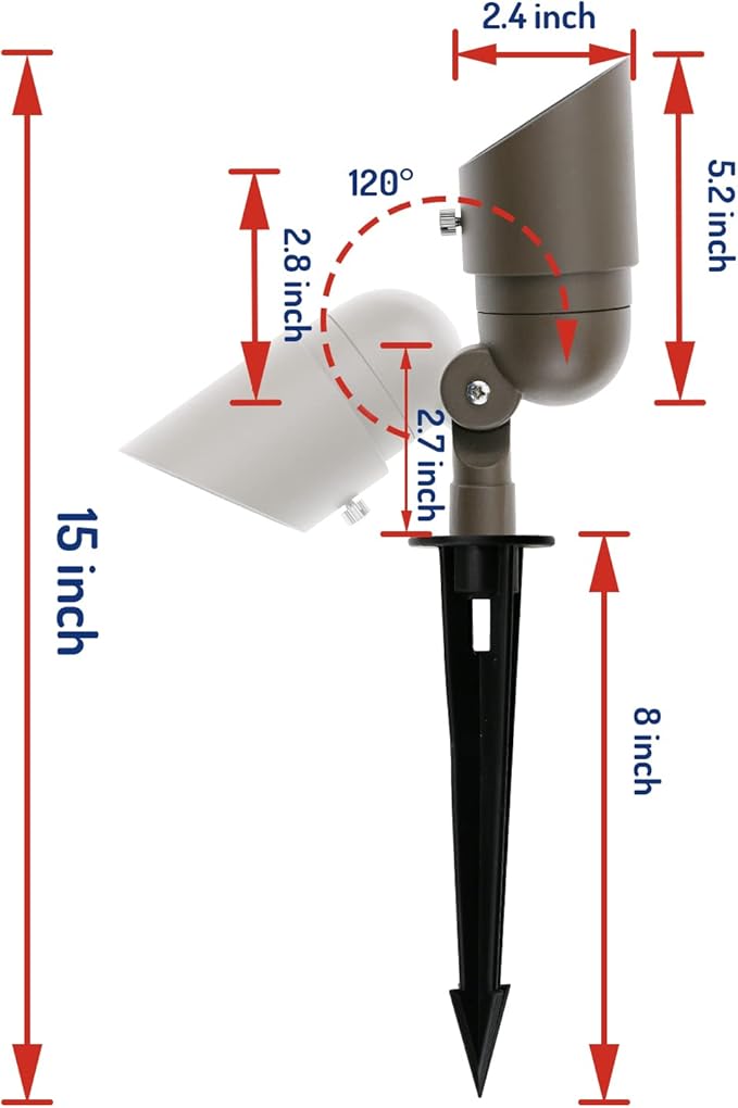 4W LED Landscape Lighting Landscape Lights Spotlights GL103-BZLED8 AC/DC 12V Low Voltage Warm White Waterproof for Driveway,Yard, Lawn,Patio,Walls,Trees,Flags,Outdoor Light (Bronze, 8 Pack)