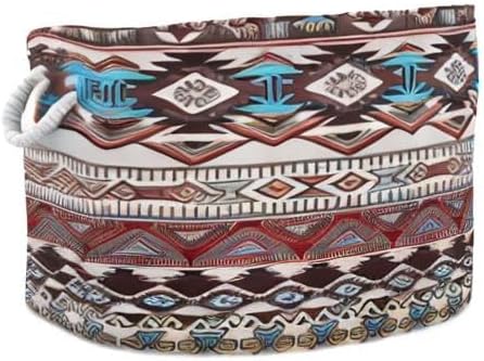 xigua Large Storage Basket Cotton Rope Basket Aztec Navajo Pattern Baby Laundry Basket for Blankets Toys Storage Basket Laundry Hamper