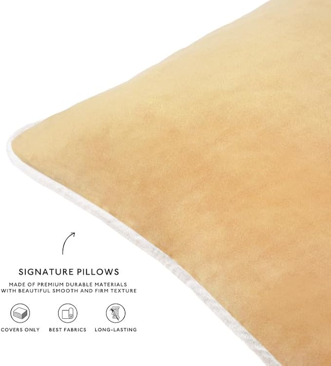 MONDAY MOOSE Decorative Throw Pillow Covers Cushion Cases, Set of 4 Soft Velvet Modern Double-Sided Designs, Mix and Match for Home Decor, Pillow Inserts Not Included (22x22 inch, Blue/Beige)