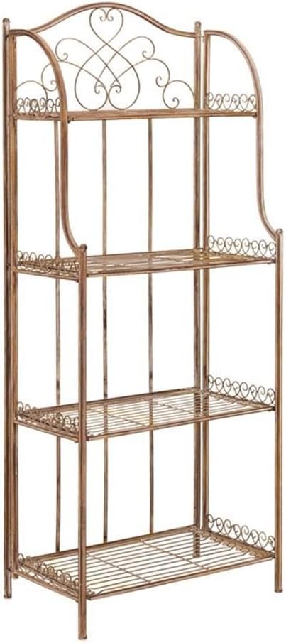 SAFAVIEH PAT5014A Collection Amaris Rusty Orange Wrought Iron 4 Tier Outdoor Bakers Rack Shelve