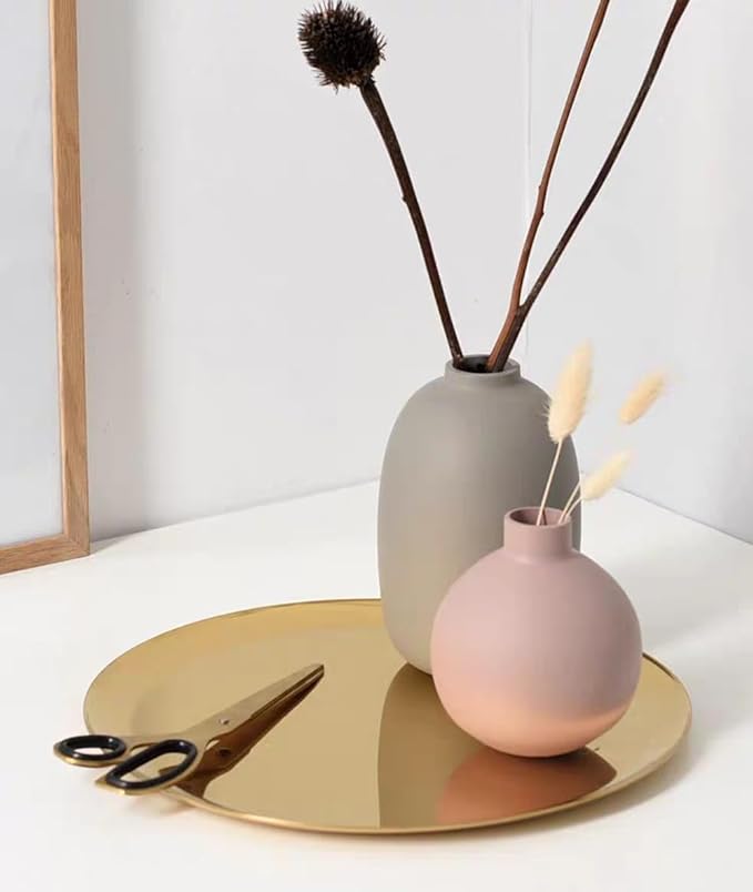 Ceramic Flowers Vase Set of 3, Modern Decorative Flower Vase for Rustic Home Decor, Modern Farmhouse Decor, Living Room Decor, Shelf Decor, and Entryway Décor