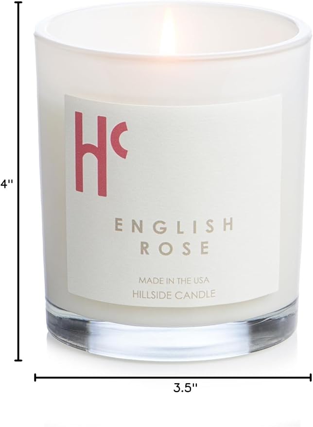 English Rose Single Wick Soy Candles, Luxury Scented Candles for Home - Up to 60 Hour Burn Time, Cruelty-Free Soy Wax Blend - Floral Rose & Jasmine Fragrance (9 oz)