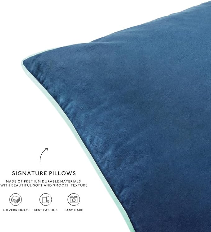 MONDAY MOOSE Decorative Throw Pillow Covers Cushion Cases, Set of 4 Soft Velvet Modern Double-Sided Designs, Mix and Match for Home Decor, Pillow Inserts Not Included (16x16 inch, Green/Blue)