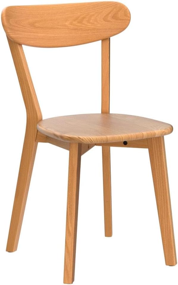 100% Solid Oak Wood Dining Chairs Set of 2, Mid Century Modern with Wide Rounded Backrest, Chairs for Dining Room, Kitchen Chairs, Original Wood Color