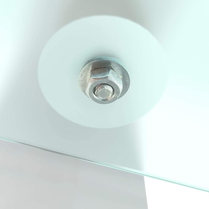 Tempered Glass Coffee Table, Modern 2 Tiers Clear Coffee Table, Size 39.37" x 23.62" (White)